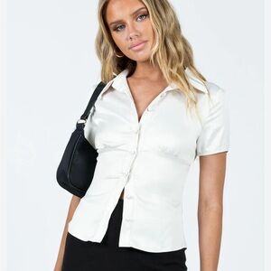 Cream Satin Button Up